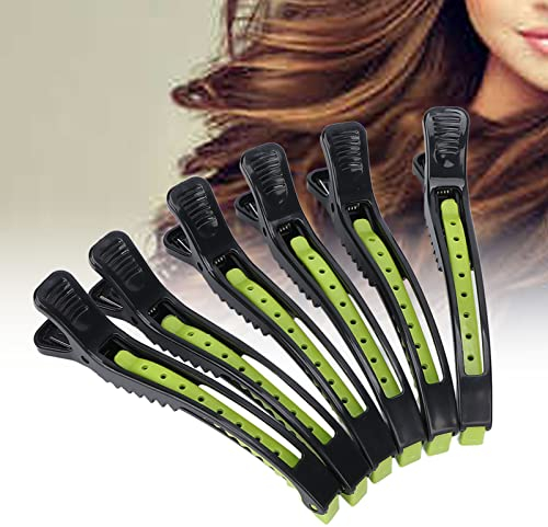 6 Stück Haarclips, Haarklammern Abteilklammern Friseurbedarf, Curl Clips, Friseur Haarspangen(Schwarz+Grün)