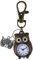 JewelryWe Eule Uhr mit Karabiner Schlüsselanhänger: Herren Damen Karabineruhr Vintage Bronze Niedliche Eule Analog Quarz Taschenuhr mit Weiß Rundem Digital Zifferblatt