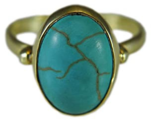 Echtsilber Ring Damen - 925 Silber Türkis Edelstein - 18k Vergoldet - Verstellbar - Sommer - Festival - Geschenk für Sie - Schmuck Geschenk - Handmade Geschenk