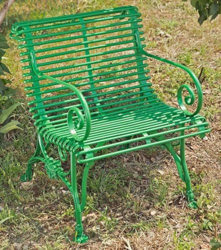 Casa Padrino Art Nouveau garden chair green 65 x 60 cm - Handmade wrought iron chair with armrests - Nostalgic garden furniture