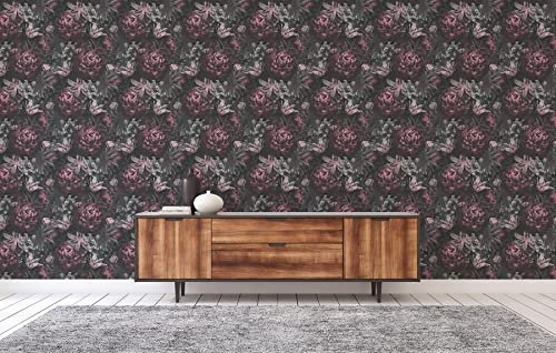 TADESSI 3455 Mario M1-No.3455 Papier peint intissé Motif fleurs Rose/gris