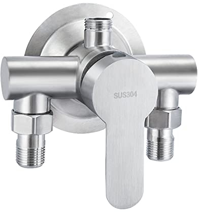 SPORTARC Interrupteur de robinet de douche en acier inoxydable avec filetage G1/2 en acier inoxydable 304 pour eau chaude et froide, poignée en métal murale