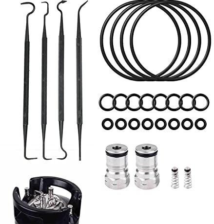 JOJOCY 2 x Cornelius Typ Kugelschloss Fasspfosten + 20 x Dichtungsringe Ersatz-Bier-Soda-Unterlegscheiben-Set mit 4 x O-Ring-Entfernungswerkzeug