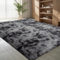 jianandi Teppich Wohnzimmer, Flauschige Weiche Teppiche für Schlafzimmer, Hochflor Waschbare Bettvorleger, Moderne Anti-Rutsch Teppich für den Eingangsbereich, Tie-dye Dunkelgrau, 120 x 170 cm