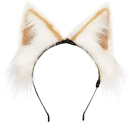 MIVAIUN Handgefertigtes Fell Fuchs Katzenohren Stirnband Fursuit Kopfbedeckung für Erwachsene Kinder Künstliches Tier Stirnband Niedliche Kopfbedeckung für Festival Party Cosplay