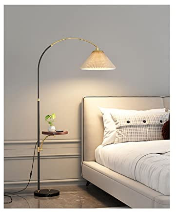 SYALEO Floor Lamp Stehleuchte verstellbar mit Tisch/Tablett, Stehlampe, modern, mit USB-Ladeanschluss und kabellosem Ladegerät, Bogenleuchte für Wohnzimmer, Studium