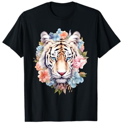 Tier Raubkatze Blumen Retro Pastel Tiger T-Shirt