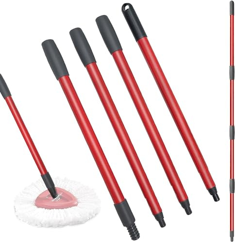Qulable Spin Mop Replacement Handle - 4-Section 30 to 58 Mop Handle Replacement Stick, EasyWring Handle for Floor Cleaning (Mop Head & Base Not Included)