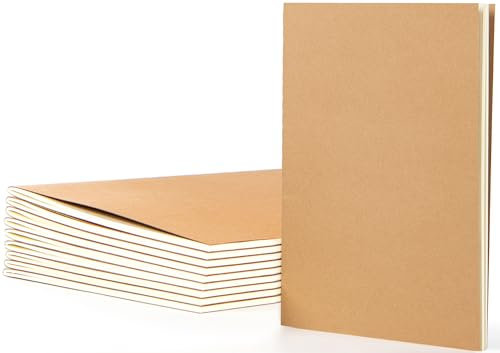 VEESUN 10er Pack Notizbücher, Liniert Seiten A5 Notizblock, Skizzenbuch, Kraft Cover Notizheft für Kinder und Erwachsene, Tagebuch für Schule, Büro, Reisen, Zeichnen, Back to School Geschenk