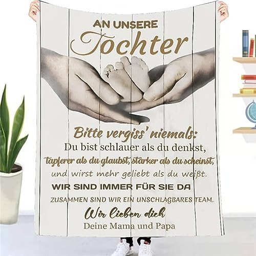 Kuscheldecke Flauschige Personalisierte Geschenke Decke für Unsere Tochter von Mama und Papa, An Unsere Tochter Decke von Eltern, Super Weiche Wohndecke Flanelldecke für Sofa Reisen Geburtstags
