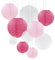 ZYOOO 10 Stück Rosa Weiße Papierlaterne Lampion rund Lampenschirm (Set 3 Farben à 25cm, 20cm，15cm,10cm) Lampions Hochzeit,Deko Gartenparty,Bride to Be Deko