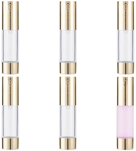 BENECREAT 6 Stück 15ml Leere Kunststoff-Vakuumpumpenflaschen, Goldfarbener U-Typ-Pumpenkopf Airless-Vakuumpumpe Pressflaschen Lotionspender Für Make-Up, Creme, Ätherische Öle, Flüssigkeiten