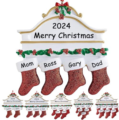 Personalised Christmas Bauble for Family of 2-8 - Custom Tree Ornaments, Xmas Stocking Decorations