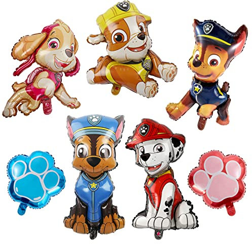 ballon Chukua 9PCS Paw Luftballons Geburtstag Hund Patrol Party Deko Jungen Mädchen Girlande Geburtstagsdeko mit Skye Marshall Chase Rubble Folienballons für Paw Thema Kindergeburtstag Party Deko