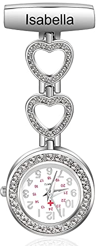 kaululu Personalisierte Krankenschwester Uhr mit Namen Krankenschwester Uhr Taschenuhr mit Clip für Frauen Analog Quarz Pin Tragbare Krankenschwester Uhr für Arzt Krankenschwester Pflegepersonal