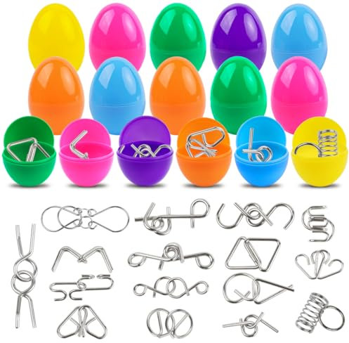 Ostereier Gefüllt, 16 Ostereier zum Befüllen mit 3D Puzzle Spielzeug Set Knobelspiele Geduldspiele, Ostergeschenke Kinder, Ostereier gefüllt mit Spielzeug, Ostereier Deko, Ostereiersuche Osterkörbchen