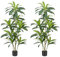 ZEEOZE 150cm Artificial Dracaena Plant Large Fake Plants with Black Planter Artificial Plants Indoor Faux Plant for Indoors Home Living Room Decor Bedroom Office House Hallway Decoration (2Pack)
