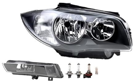 Johns, Scheinwerfer Halogen HSW passend für BMW 1er E81 E82 E87 E88 09-13 H7 H7 Rechts + Nebelscheinwerfer + Leuchtmittel
