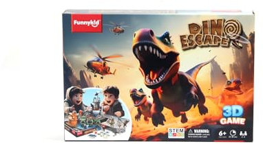 Funnykid FK006-Dinosaurier auf der Flucht,Brettspiel,Tischspiel,Familienspiel,Kindergeburtstagsparty-Spiel,Wettlaufspiel für 2 bis 4 Spieler ab 3 Jahren,erfordert Zusammenbau