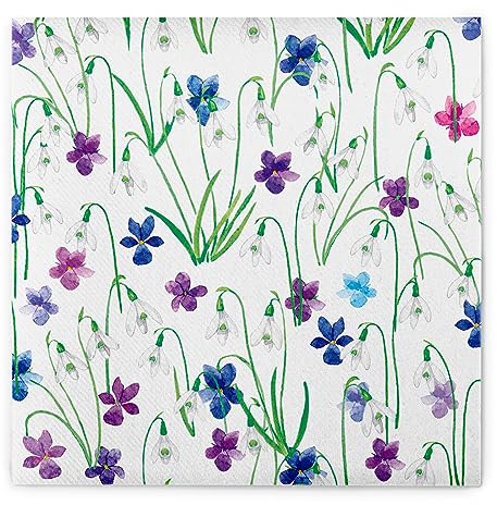 Mank Airlaid Servietten 40 x 40 cm, perfekt für Gastronomie und Hochzeiten, stoffähnliche Serviette 50 Stück Frühling Sommer Blumen Nelia, Einwegservietten Blumenwiese Floral