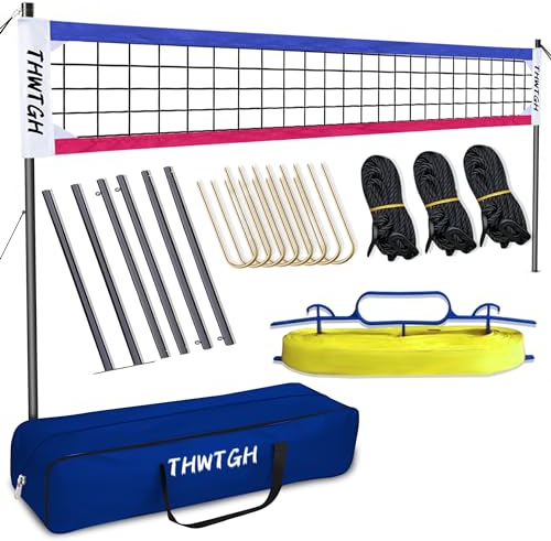 THWTGH Heavy Duty Volleyball Net Set, Portable Volleyball Net for Backyard,Grass and Beach