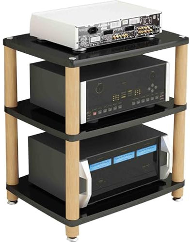 Home professionelles Verstärker-Rack HiFi-Lautsprecherschrank Multifunktionales Massivholz-Mehrschicht-Audiokabinett Verletzt Nicht die Geräte Trägt Starke Schwerkraft (Color : Schwarz, S : 3st floo