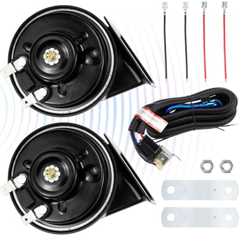 Erzekrim Auto Horn Kit Schneckenhorn Hupe 12v Wasserdichte Auto Horn Mit Relais Drahtbaum Wasserdichte für Universal 12V Wasserdichtes Hupe Pkw Lkw Wohnmobile Motorräder Schiffe E-Bikes