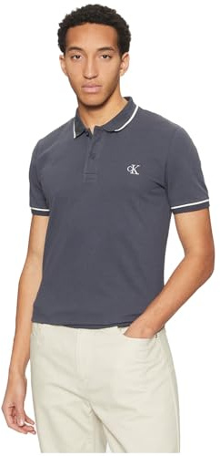 Calvin Klein Herren Poloshirt Kurzarm Tipping Slim mit Stretch, Blau (India Ink), XXL