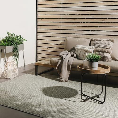 benuta Basic In- & Outdoor Teppich Wohnzimmer Iowa - Hellgrau 120x170 cm - Boho Jute-Look - Wetterfest für Balkon, Terrasse - Schlafzimmer, Küchenteppich & Wohnzimmerteppich - Strapazierfähig & Robust