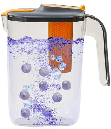 Brocca infusore per frutta, brocca per acqua detox, brocca infusore per acqua | Brocca infusa da 2600 ml, brocca per bevande resistente al calore, brocca per infusore per frutta capacità E