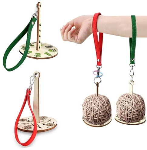 2 Stück Garnhalter mit Handschlaufe Verhindert Garnverheddern Tragbarer Handgelenkgarnhalter aus Holz Geschenk für Bastelliebhaber Für Jeden Strick Und Häkelbegeisterten Strickzubehör