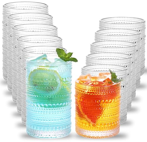 Moretoes Hobnail Drinking Glasses Set of 12 Vintage Water Glass Cups