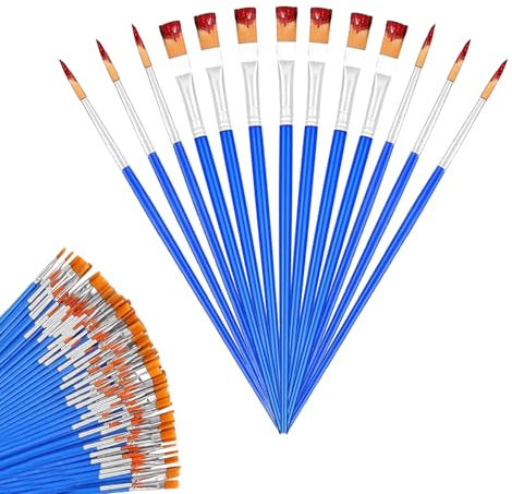 60 Pcs Small Paint Brushes Set - Versatile Paintbrushes with Various Sizes for Detail and Precision Art Projects, Watercolor, Acrylic, Face Painting