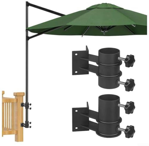 Robuste Metall-Halterung für Regenschirme, 2 Stück, Geländerhalterung für Außenbereich, Terrasse, Hof, Pool, Zaun, Boot, Sonnenschutz, Halter (L-förmig)