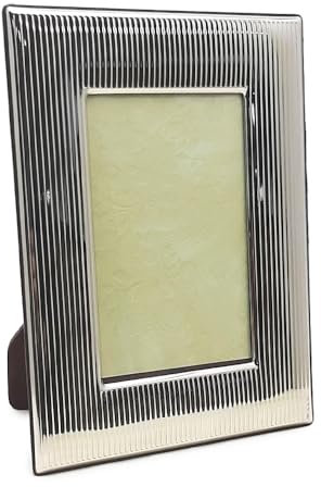 Generico Millerighe Bilderrahmen aus Silber 925/1000 mit polierter Holzrückseite, geeignet für Foto, Maße 100 x 150 mm
