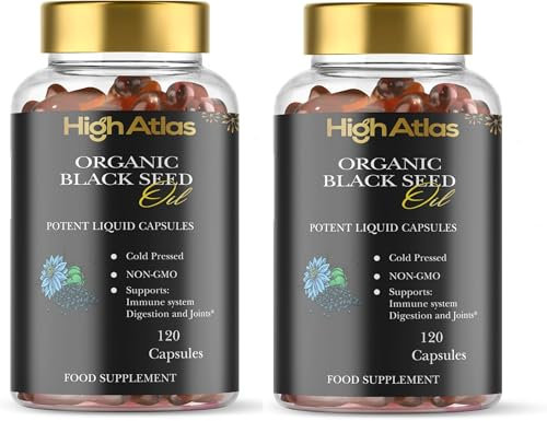 2 Pack Organic Black Seed Oil Capsules - 4 Month Supply - 240 Count (2000mg Per Serving) High Potency, Organic Cold Pressed Nigella Sativa Oil (Non-GMO) by HighAtlas