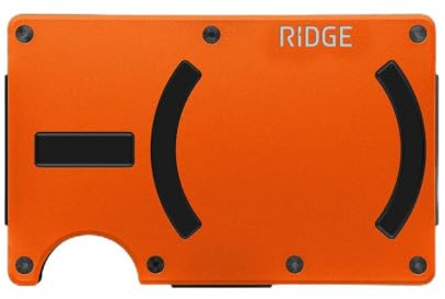 Ridge Geldbörse für Herren - Schlanke, minimalistische, kompakte Geldbörse und Kartenhalter, RFID-geschützte Vordertaschen-Geldbörsen für Männer mit integriertem Geldgurt, Basecamp Orange (MAGSAFE