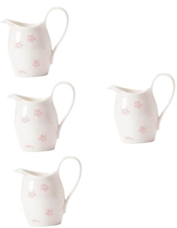 MAGICLULU 4 Stück Kaffeemaschine Bar Ketchup Milchkännchen keramikgeschirr keramik tasse Milchbecher silberner Milchkrug doppelt kippen Milchbehälter aus Keramik Sirupkrug aus Keramik Weiß