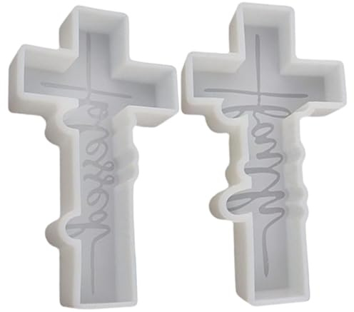 2PCS Silikon Formen, gesegnete und Glaube Kreuz Form, Non Stick Kreuz Silikon Form, Wiederverwendbare Kerzen Formen für die Herstellung von Aroma Perlen, Seife, Kerzen, DIY Handwerk, Kreuz Form
