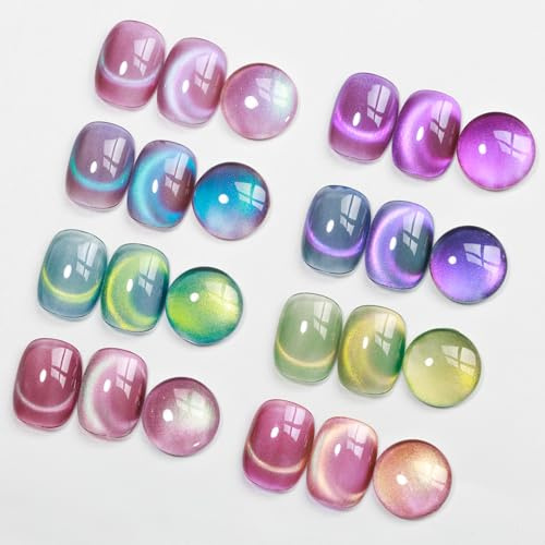 MIZHSE Cat Eye UV Gel Magnet Nagellack Set 8 Farben Glitzer Cateye Nägel | Cat Eye UV Gel Set, Cateye Nagellack Magnetisch, Nageldesign, Maniküre für Zuhause & Salon