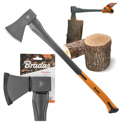 Bradas GARDEN CARE - Universale Axt - äxte - Beil aus gehärtetem Stahl & Fiberglas - Perfekt für Holzspalten & Gartenarbeit - Garten – KT-SF1150 – 1500g