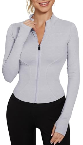 IECCP Womens Gym Tops Long Sleeve Sports T-Shirt Fitness Workout Yoga Crop Tops Ladies Running Tee Shirts Half Zip Breathable Activewear with Thumb Holes