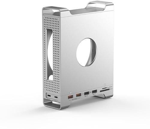 USB C Hub with M.2 SSD Enclosure for Mac Mini M4/M4 Pro Cooling Stand Type-C Docking Station SSD Case USB3.2 Gen2 SD3.0 TF3.0