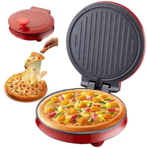 10 in Countertop Pizza Maker, Electric Pizza Oven, Pancake Maker with Non Stick Surface, 180 Degrees Open, Double-Sided Heating, Electric Frying Pan for Making Pizzas, Quesadillas, Arabic Bread