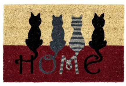 PLUS HOME Felpudo Fibra De Coco 100% Natural- 60X40X2CM. (Cats)