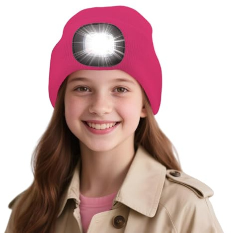 Danolt Led Mütze Kinder, Rosa Mütze mit Led