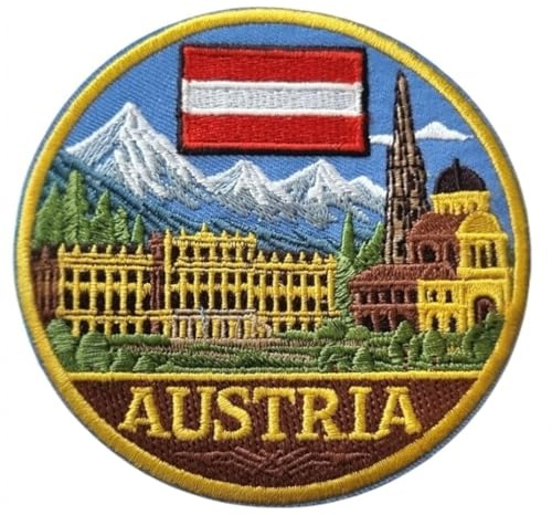 Aufnäher mit Österreich-Flagge, bestickt, zum Aufbügeln oder Aufnähen, 8,9 cm, für Reisen, Wien, Souvenir, Urlaub, Geschenk