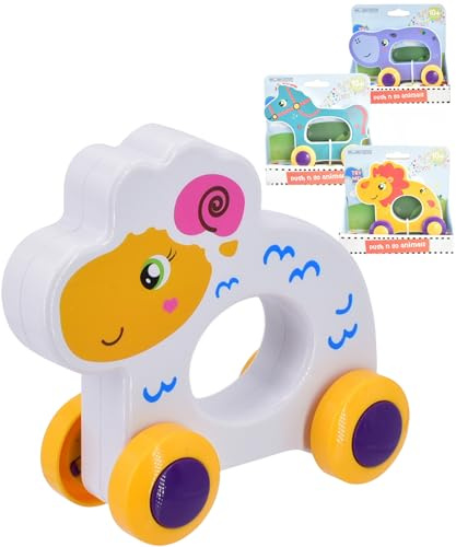 Infant Push-and-Go Animal Toys for Babies 10 Months Plus with Bright Colours Easy-Grip Design Hands-On Motor Skills Development Durable Child-Safe Material Rolling Action for Indoor Play - Electoys