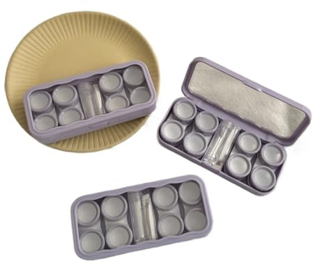 TroHollis Contact Lens Cases,Contact Lenses Case Box 3pcs Portable Invisible Contact Lens Case Simple Pure Color Eye Shadow Box Girl Friend Storage(Purple)
