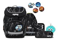 ergobag cubo Bundle Set AW25/26, ergonomischer Schulranzen Klassisch 6-teilig 1. Klasse Grundschule Super ReflektBär - Schwarz